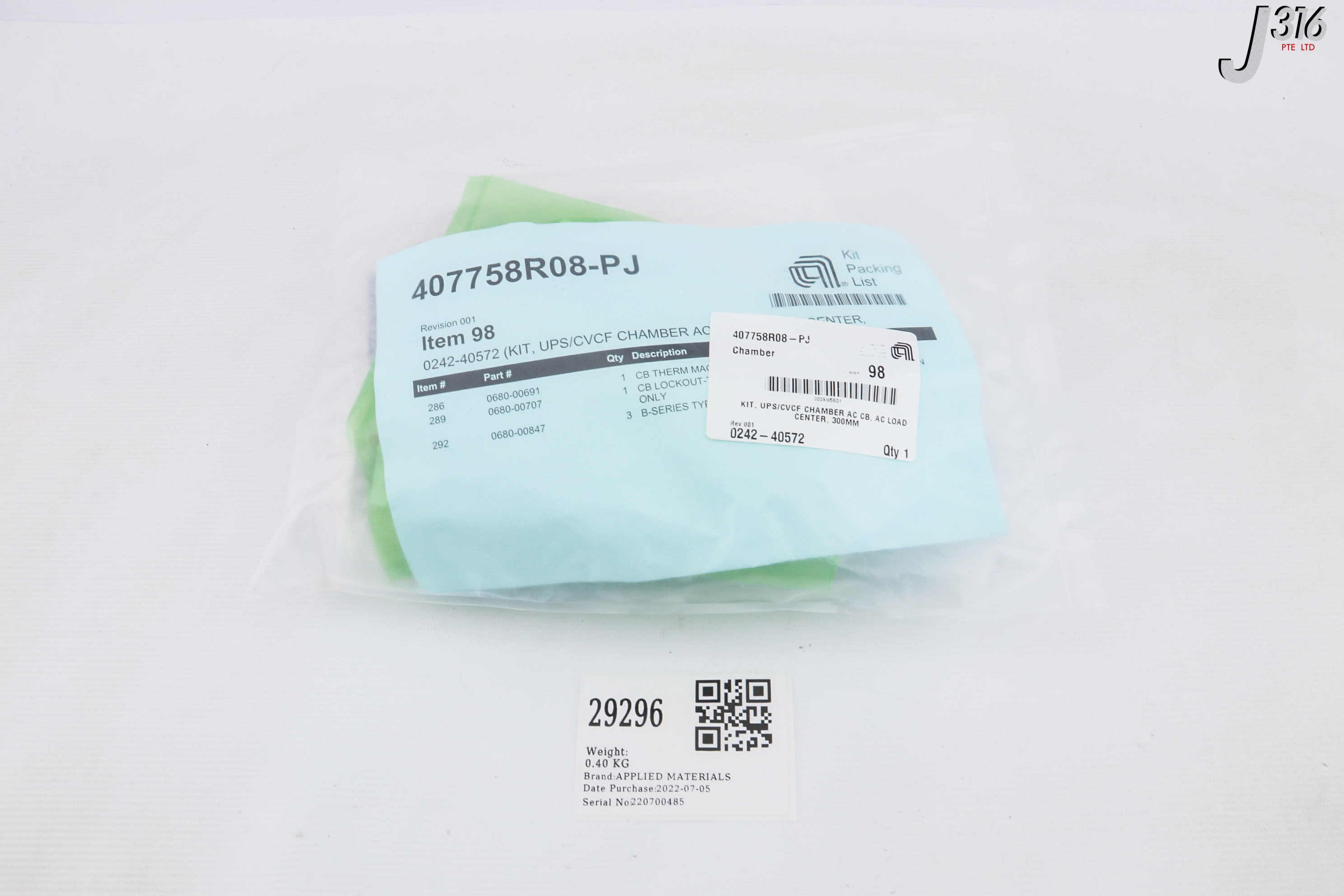 29296 APPLIED MATERIALS KIT, UPS/CVCF CHMBR AC CB, AC LOAD CTR